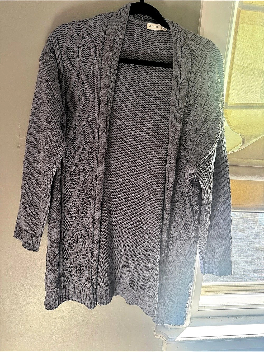 Abbey Glass Cable Knit Cardigan in Gray